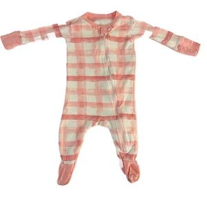 💖5/$25 SALE💖 0-3M Burt's Bees Baby Girl Pink Plaid Zippered Footed Sleeper